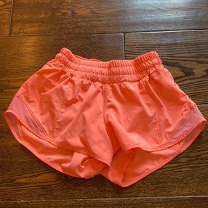 Bright peach Lululemon shorts